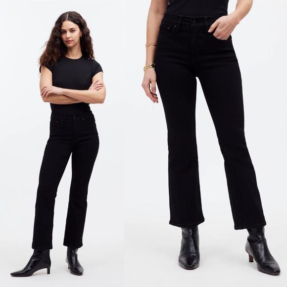 NEW Madewell Mid-Rise Kick Out Crop Jeans Womens size 25 Petite Black Rinse - Picture 1 of 12